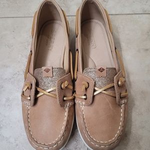 Sperry gold glitter shoes